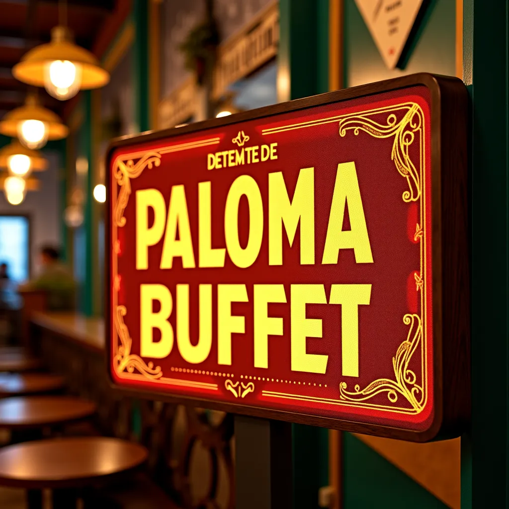 a sign that says, Buffet at Paloma Querida 