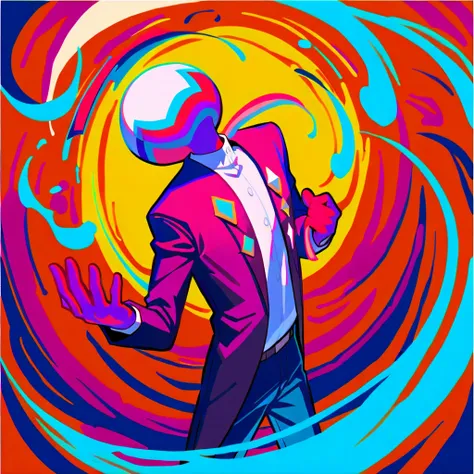 masterpiece, better quality:1.2),Homem Man 1 Alone , Unique, f3nn3r, Colorful, , therefore, red, hallucinatory, , psychotic, psychedelic, Losing My Mind, clothes , faceless