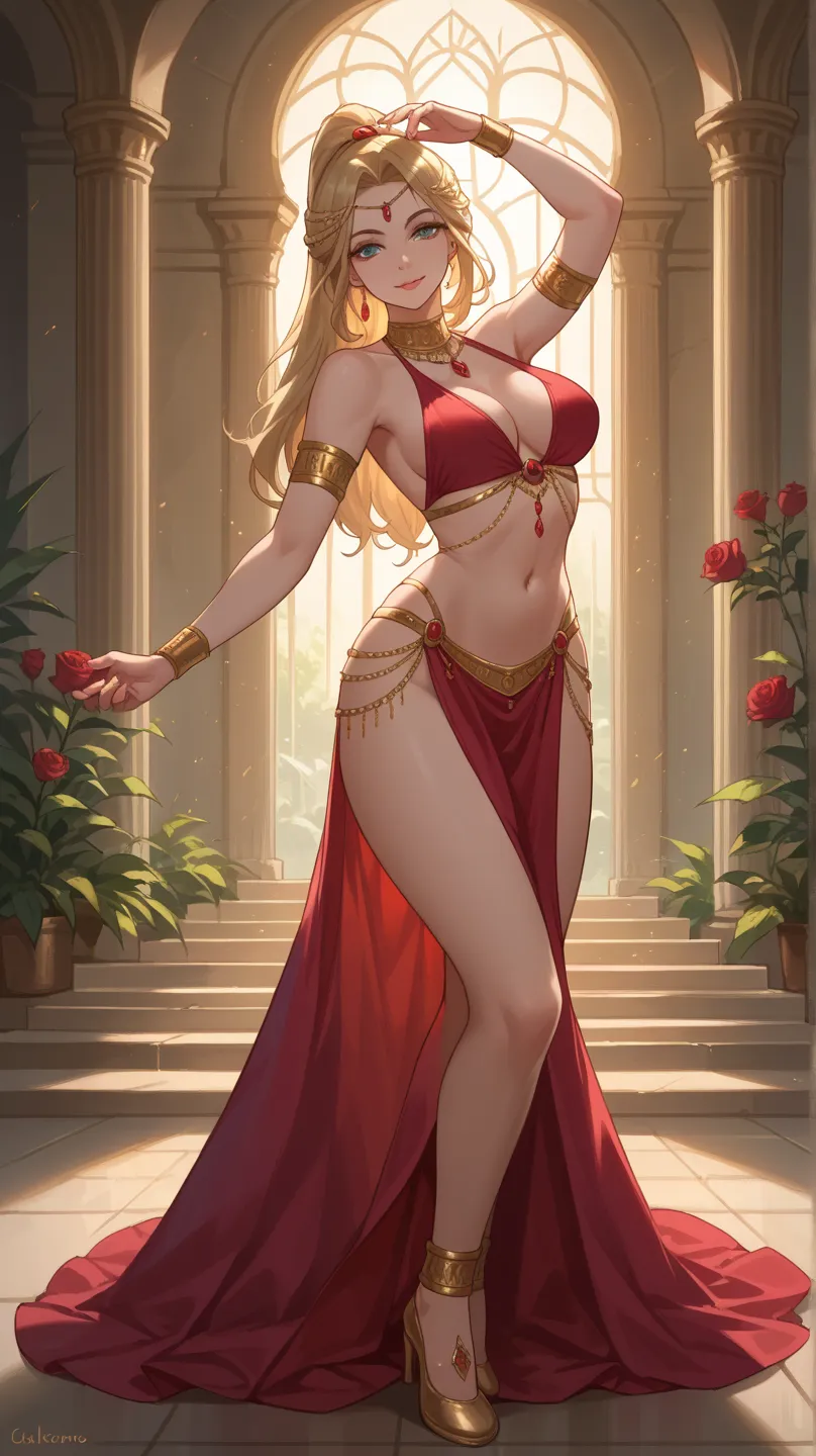 Masterpiece, full body well dedigned Antropoid furry lioness, with sexy dancer clothes, diva pose, holding a rose