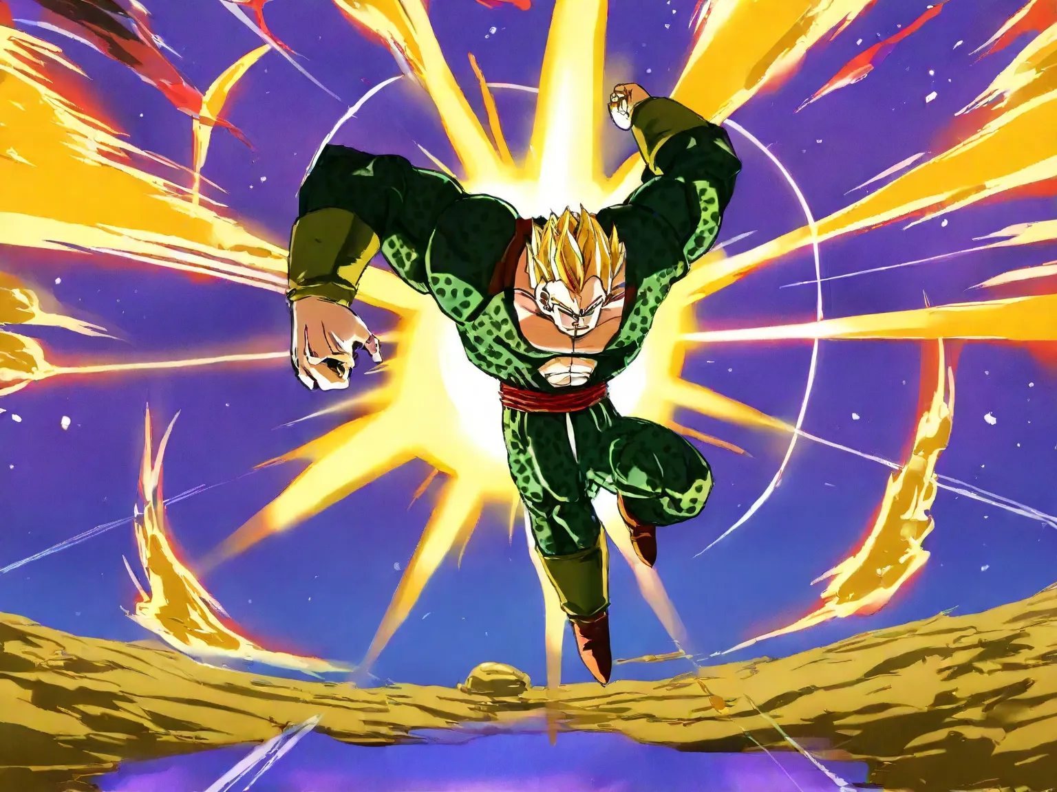 Dragonball, super sayayin, son-gohan versus cell, full power, bursting earth, brightest sun