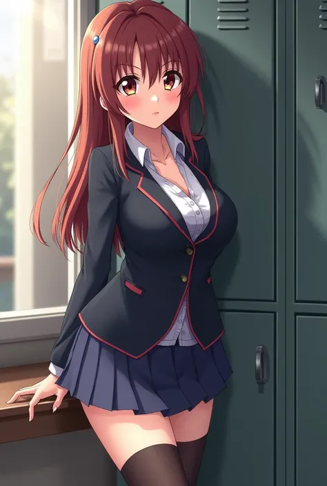 I want you to draw an anime girl in a very sexy school uniform 