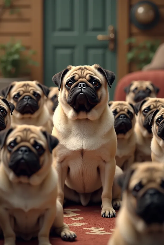 The pug speaks and all the other pugs listen to him