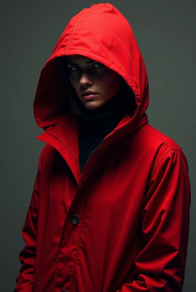 Maia Refficco Haut col rouge parka visage cachée helly hansen 