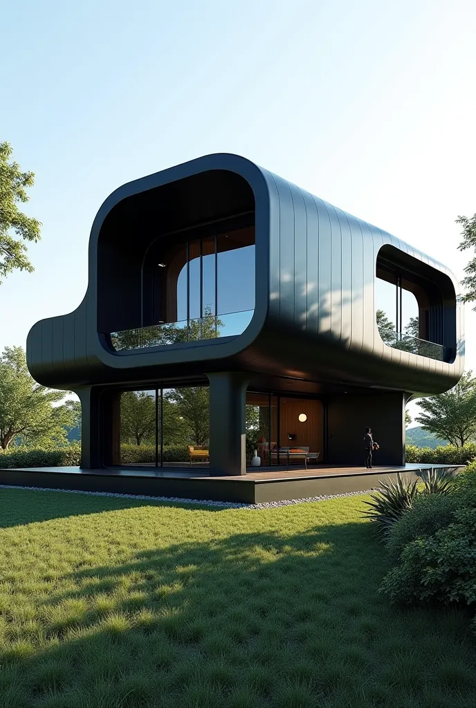 Modern house in the form of a piano 