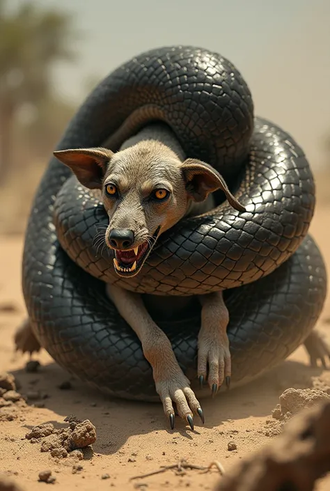 a snake scorching a stray dog