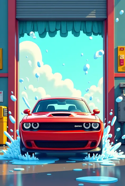 Dodge Challenger car washing Cartoon