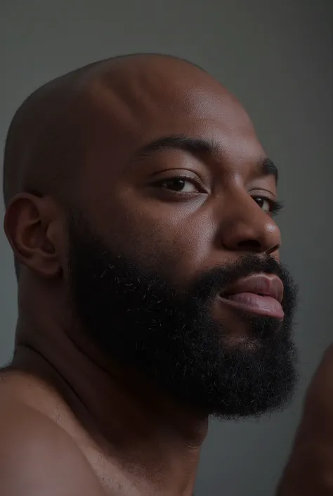 8K SDXL Very Lifelike Best Highest Realistic Quality very real 8K very detailed highly intricate photorealistic very real realistic highly lifelife detailed photo of a Very Sexy handsome bearded and rugged hairy burly thick african american black bald man,...
