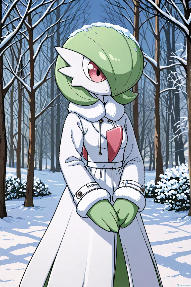 Pokémon gardevoir using a winter coat