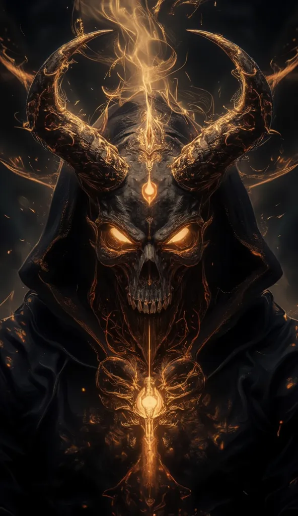 ((masterpiece)), ((Highest quality)), ((Highly detailed composition)), ((Highly detailed texture)), ((4K, 8k))devil skull god of death has long horns covered in blood wearing a hoodie, Enhance the image with a glowing gold toxic venom effect. The liquid sh...