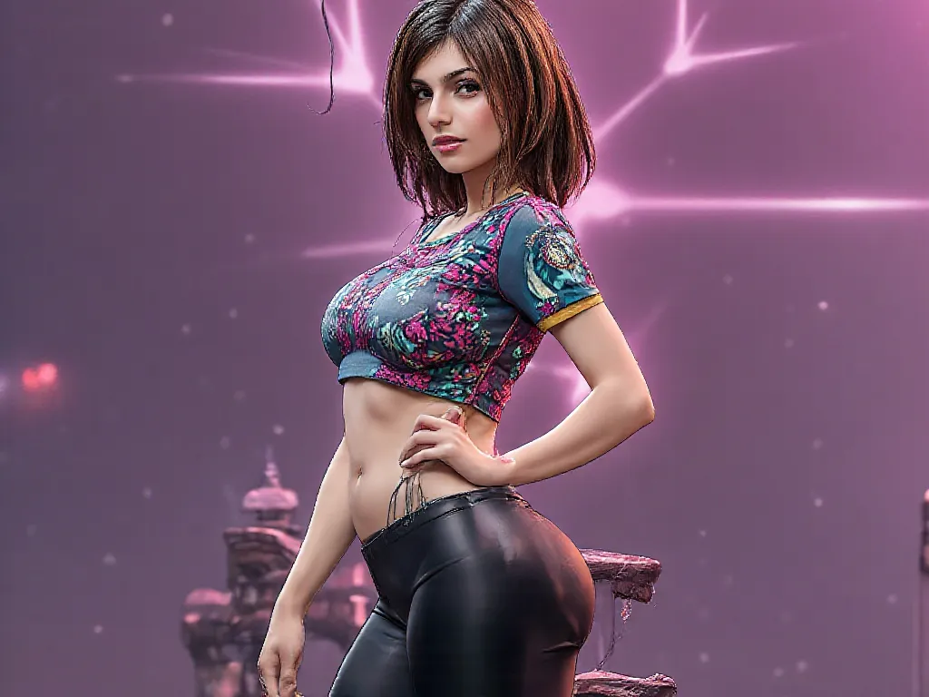 Mikasa Ackerman, 1girl, underboob t-shirt, latex leggings, perfect ass, perfect breasts, perfect body, slim, sexy, beautiful, cute, smiling, 8k, digital painting, highly detailed, photorealistic, intricate details, dynamic lighting, vibrant colors, atmosph...