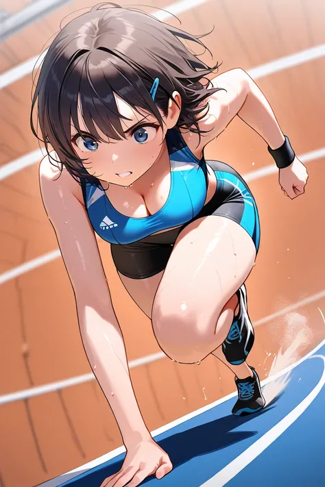 (((Masterpiece)))), ((((TOP QUALITY)))), (((1 girl))), high resolution, fine grain, detailed face, depiction of a face expressed in great detail, detailed eyes, detailed faces, hair drawn to the smallest detail, shiny skin, sweat, athlete, tight uniforms, ...