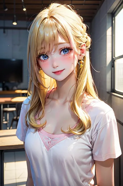 Masterpiece, ((1 girl, Yellow Hair)), ((Best Quality)), (Ultra-detailed), Highly detailed, ((Medium Breasts)), ((Close up)), Perfect Lighting, Perfect background, ((Very Long Hair, Straight Hair, Blonde Hair, Blue eyes)), ((18-years-old, Upright body View)...