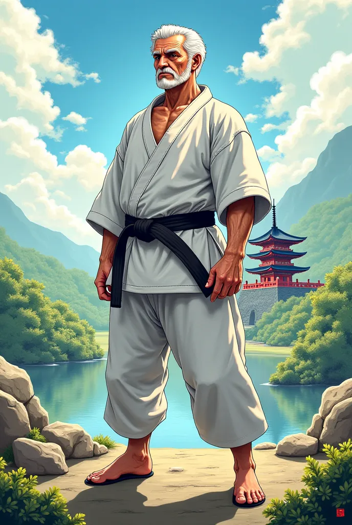 age man in karate clothing anime version