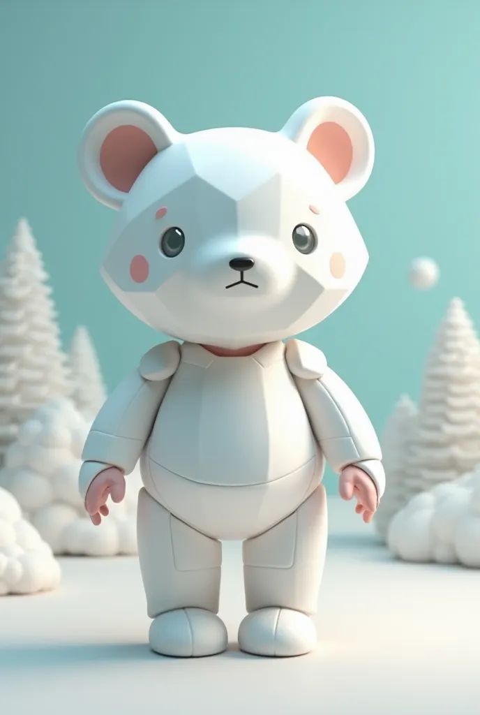 Small white bear plush toy in avant-garde style 