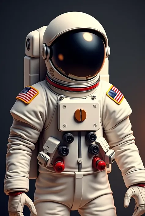 "An astronaut wearing a full space suit and reflective helmet,  without showing her face. in his suit, Where would your country's flag go, has a patch with a coffee bean. on his chest, a plate with the name 'Moon Coffee'.  Its design is clean ,  Modern and...