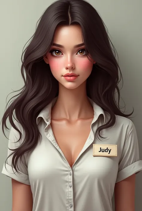 A hot girl with a name tag of Judy