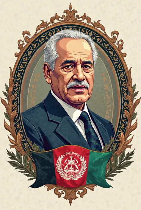 Make a logo of Ahmad shah sadaat, president of Afghanistan. 