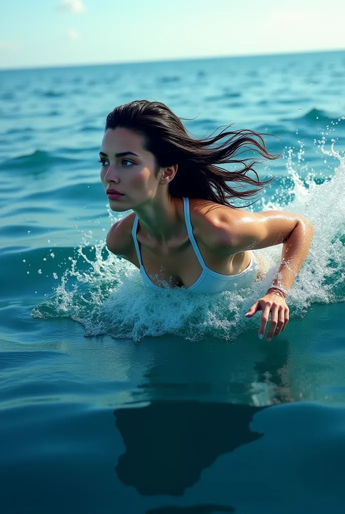 A woman swimming in the sea