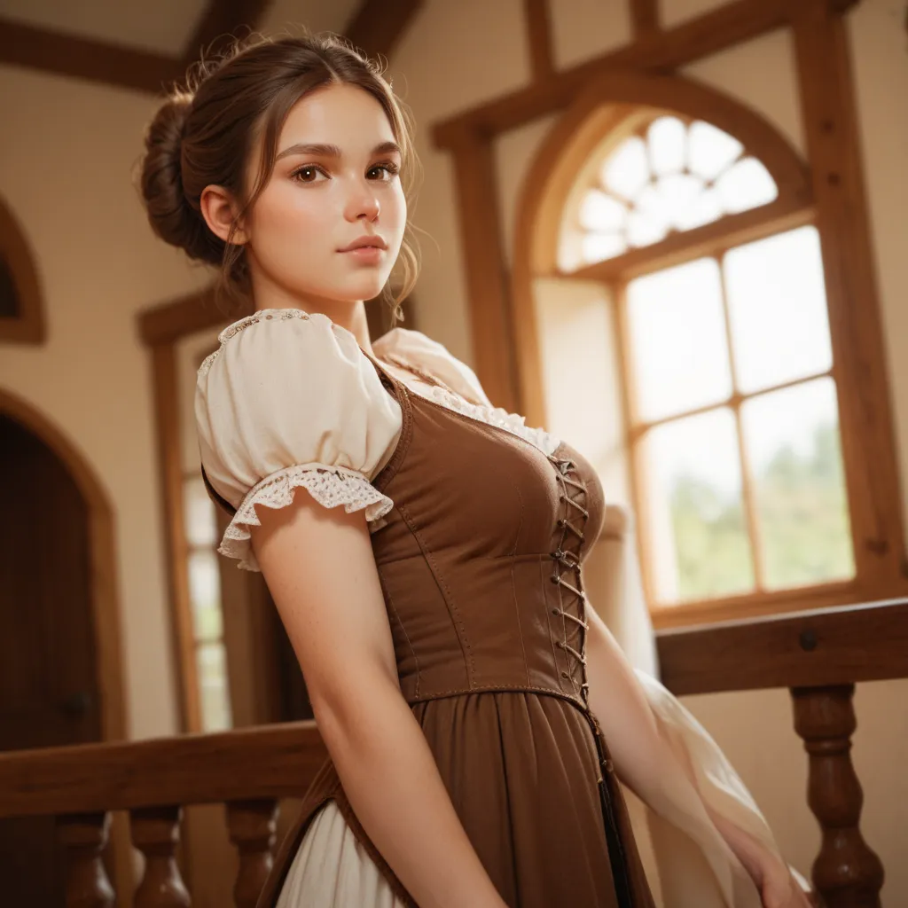 Mirien, a young woman with delicate features.

She has beautiful brown eyes and medium-length, straight brown hair with slanted bangs framing her round, delicately sculpted face. High cheekbones, smooth forehead, arched eyebrows, small nose and full lips.
...