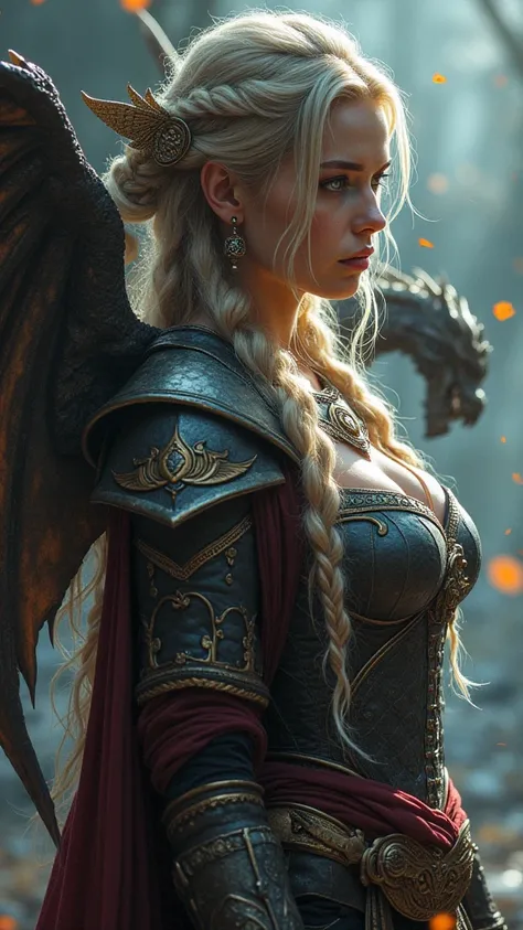 ((better quality)), ((masterpiece)), ( detailed),the beauty of heaven aishwarya , perfect face detail, curvy full body , a woman with a sword and a dragon on her shoulder, Norse God,  epic fantasy art work, epic fantasy illustration, deus viking, beautiful...