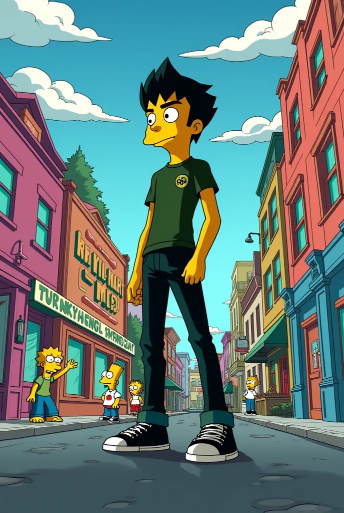 Ben 10 entering a new dimension that is Springfield from The Simpsons 