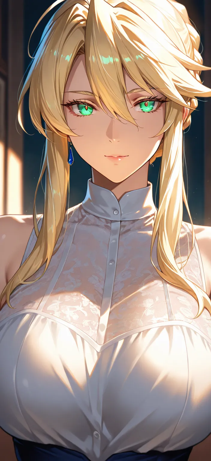 Masterpiece, very aesthetic, vibrant, high contrast, high resolution, ultra detailed, elegant mature woman, housewife, artoria Pendragon (lancer), casual Sleeveless clothes, portrait, soft light, best quality, newest, castlevania: nocturne anime style