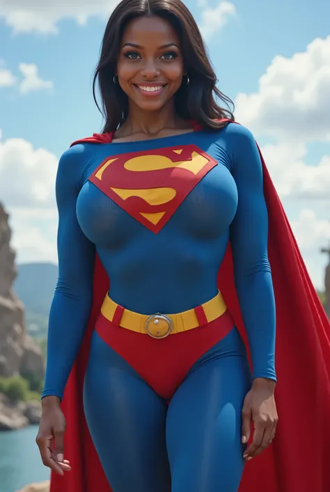 (Carrying THE WEIGHT OF THE WORLD ON her shoulder). SEXY BLACK AFRICAN 17-YEAR-OLD FEMALE COSPLAYER WITH big BLUE EYES **"FULL ENTIE BODY STANDING POV OF A stunning, highly detailed, and ultra-realistic portrait of a SEXY BLUE EYED I GIRL, proudly wearing ...