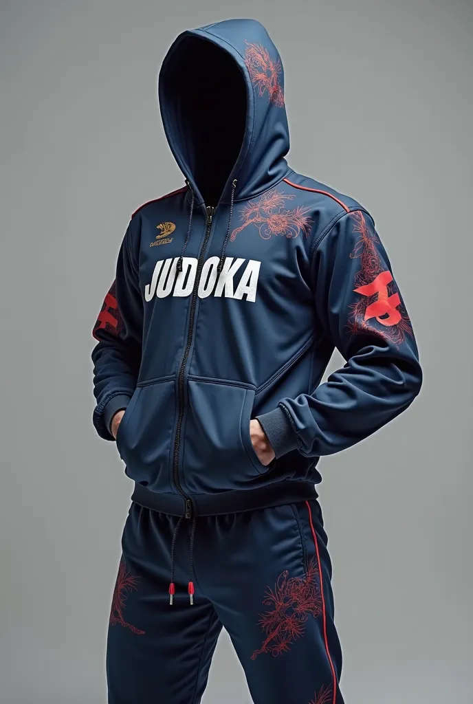 A sweatsuit set with a cool design for a judo club named “Judoka”,  detailed 