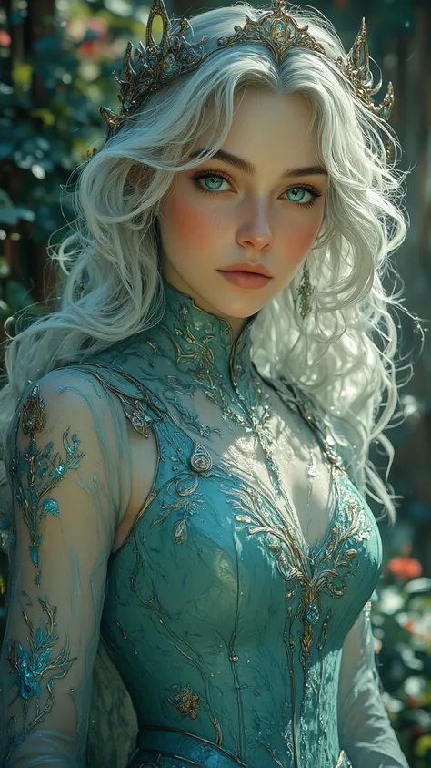 } Here's a description of an incredible fictional character:

Name: Lyra Aethereia

Appearance: Lyra is a 22-year-old girl, with an ethereal and mysterious beauty. Her hair is a cascade of silver threads that fall down to her waist, with patches of sky blu...