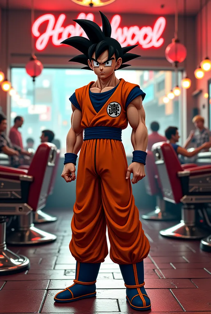 Barber shop Hollywood with the image of Goku 