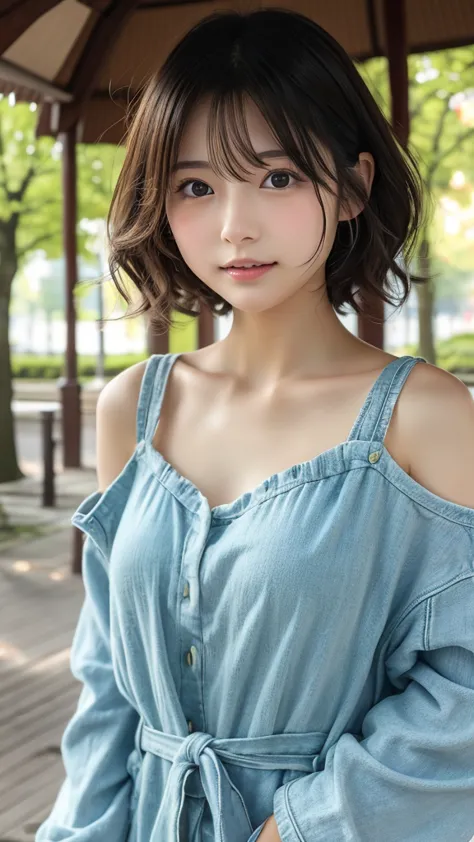  Japanese girl facing the front, super high image quality, cute, pretty, sexy, playful, cute model actress, Japanese pretty girl, Lori, loose, short, curly hair, excellent skeleton, beautiful, beautiful, beautiful, beautiful, beautiful, beautiful, beautifu...