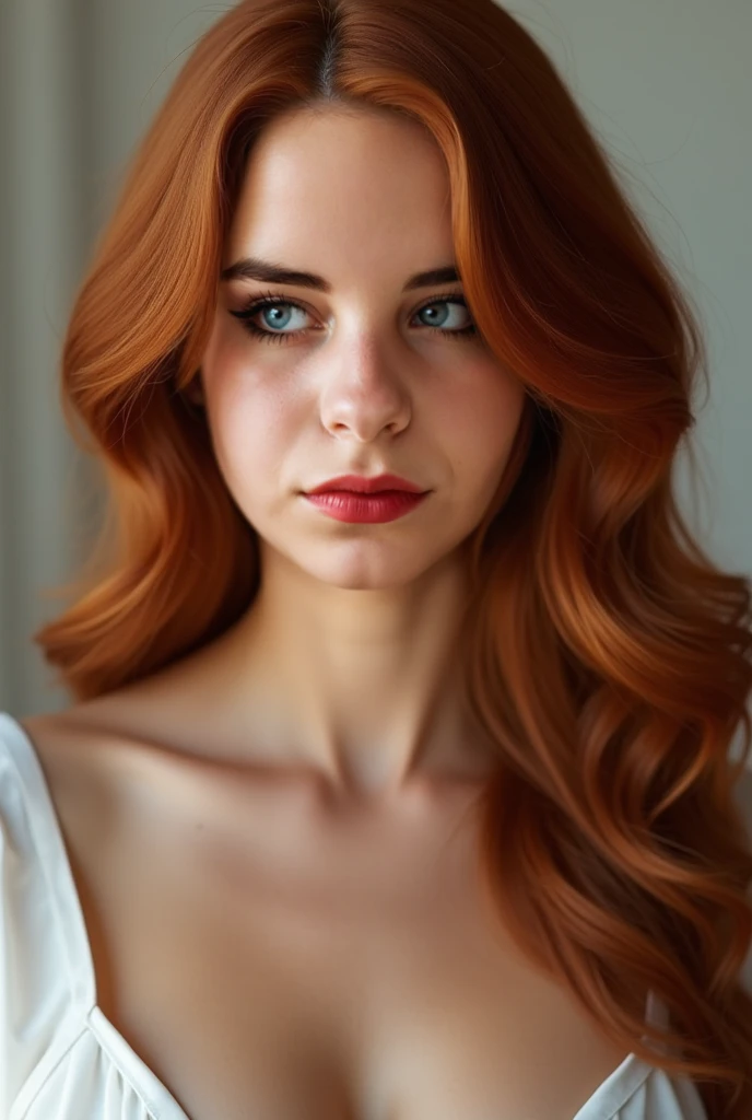 use this person face and her hair color and create a profesional photo