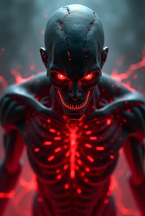 Realistic horror avatar with red energy lights