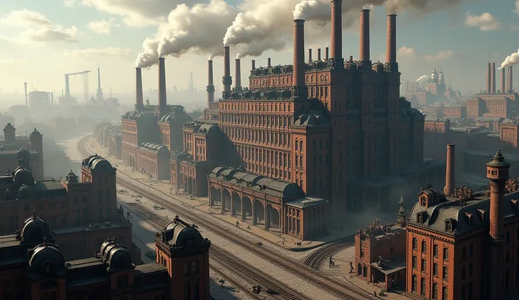 Large 19th century factory building with various machines