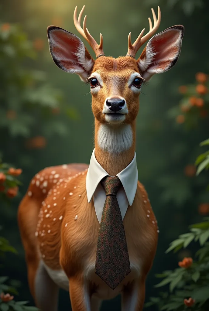 A deer with a tie