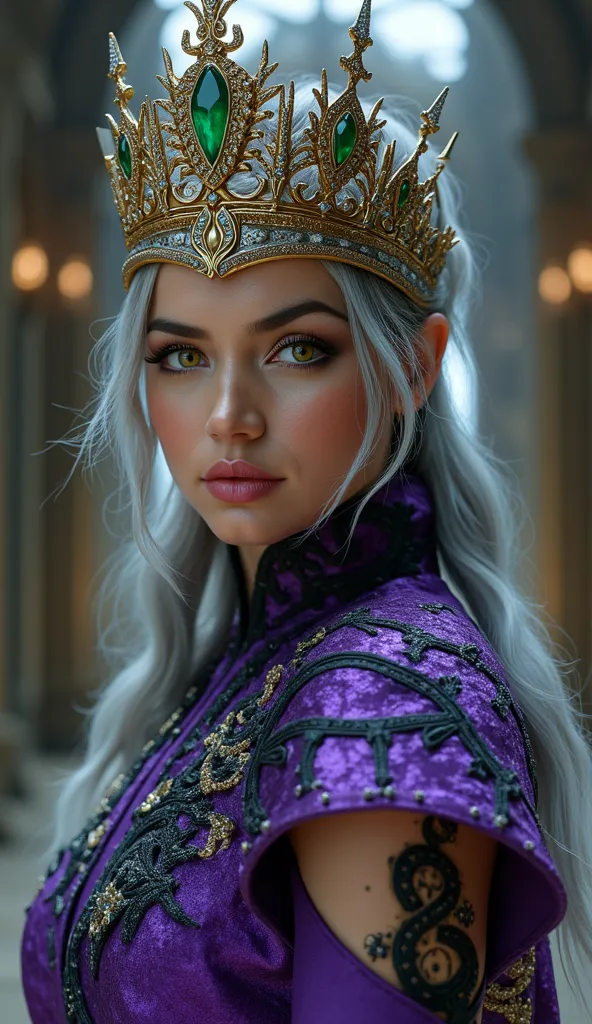 aqui está a descrição atualizada de **ana de armas witho Sindel**, agora with a **purple clothes e black details**, keeping the  ** pc** and the hyper-realistic background setting:

---

### **Parte Superior do Corpo de ana de armas witho Sindel ( pc):**
a...