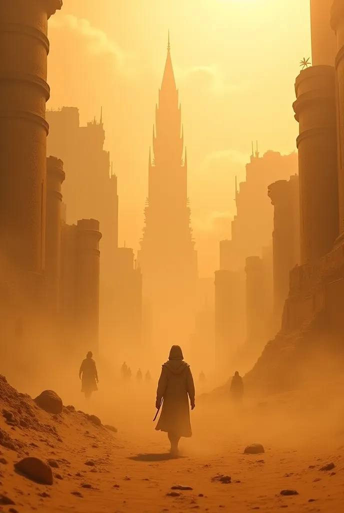 An ancient city of riches lost in a desert sandstorm