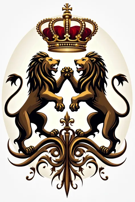 A logo with two lions and a crown with the name Emporio beverage distributor 