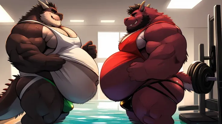 obese, furry,male , anthro dragon, fluffy, maroon fur, red fur, black hair, very obese, very big fat, very fat, very large, (immense massive very obese;2.5), big chest, big belly, hairy fluffy body, tail with black fluffy tip, overweight, middle aged  , ch...