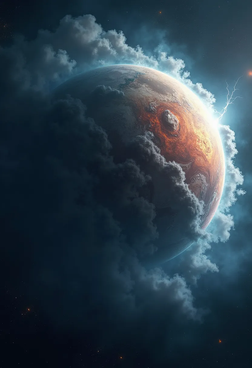 Create a realistic image of a planet coming toward Earth in 8k