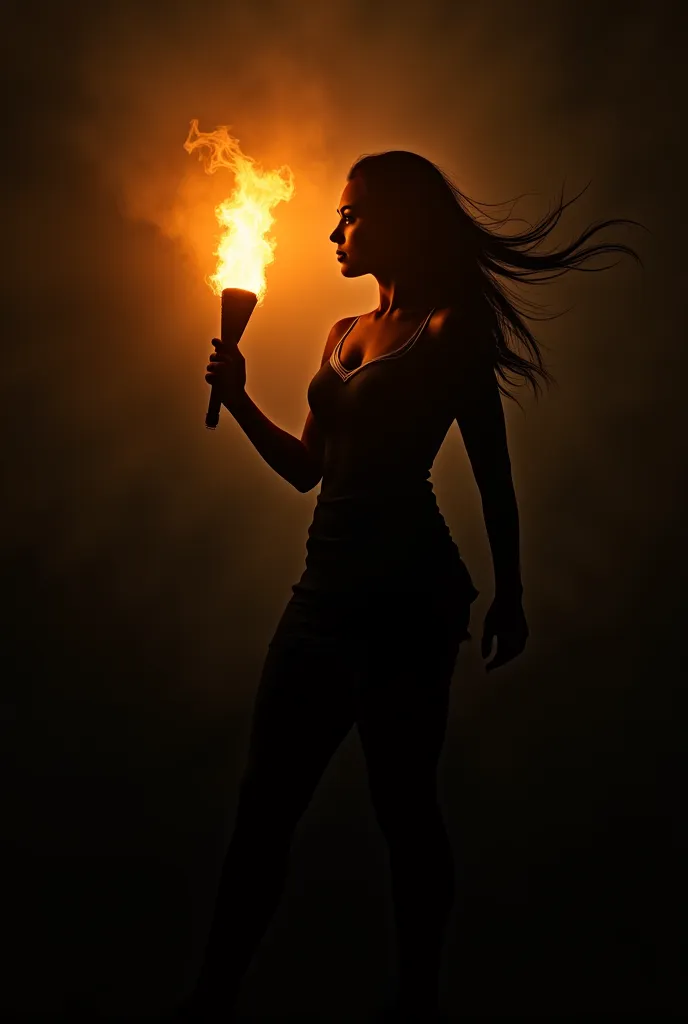 Silhouette of a woman with a torch