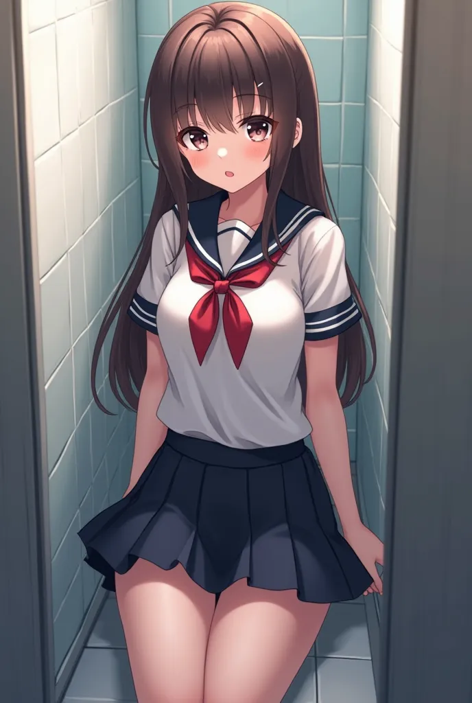 2D, Art illustration, Drawing Anime, Hentai of (Lolita schoolgirl In the bathroom without sexualized Without clothes:2) At the college party, (Characteristics Illustration: High detail skin, High detail clothes, High detail face, High detail body, High det...