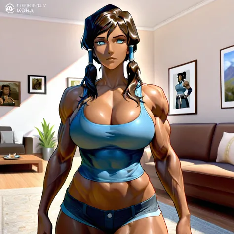 Stunningly attractive woman, Korra, The Legend Of Korra:, High Resolution, Masterpiece, glistening, impeccable physical shape, casual clothing, different hairstyles, different hairstyles, different clothing styles, different clothing, Solo, 1girl, deep cle...