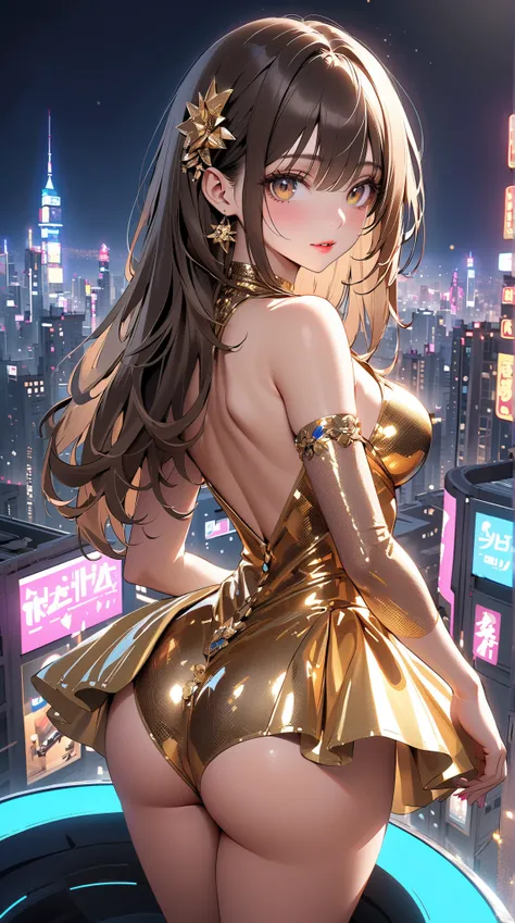  straight hair 、brown hair,((highly detailed golden sexy dress)), Good physique , (beautiful girl: 1.3),1 girl,highest quality,8k,Highly Detailed CG Unit Wallpaper,masterpiece:1.2,highest quality, Ultra High Resolution ,RAW photo,realistic textured skin,Ci...