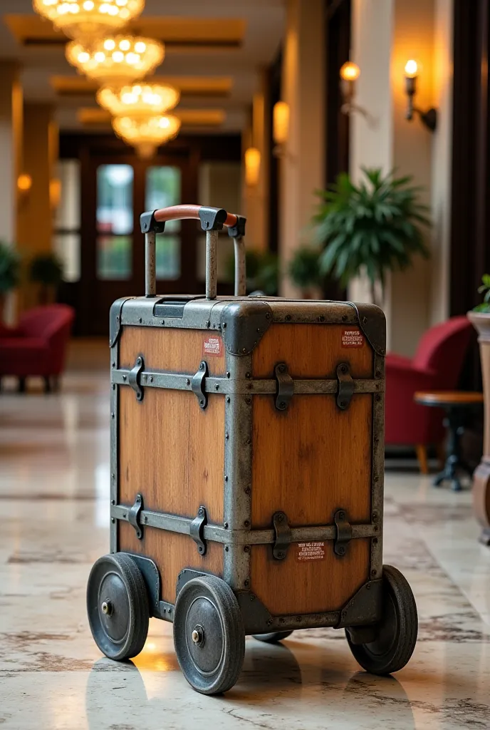 Used luggage trolley in hotels