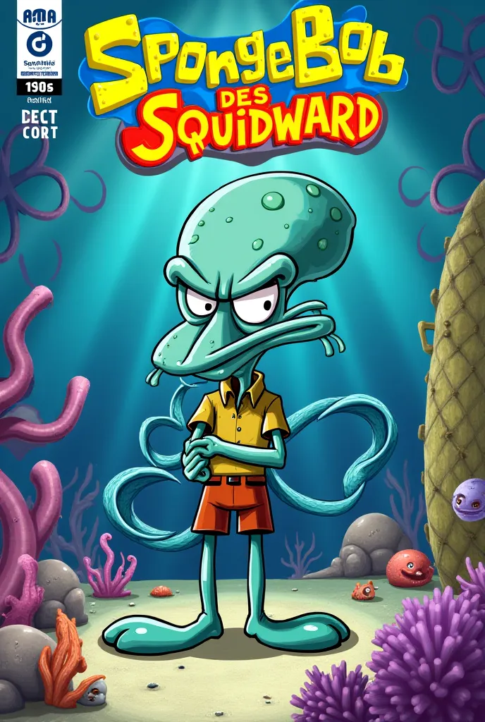 Create a SpongeBob comic cover called Telos de Squidward