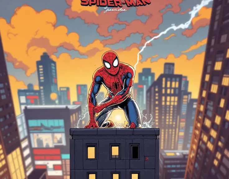 (masterpiece:1.2,Exceptional Quality,Mirror Finish , Cinematic Experience ,  best illustration:2.0,very detailed),8k, wallpaper,(Hero Landing:2.0),( Spider-Man:2.0),(and looking at me),(Get down on one knee on the ground:2.0),(Raise your right knee:2.0),(d...