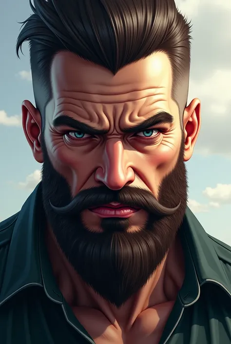 a man with a beard and mustache looks angry, realistic art style, character art portrait, realistic art style , epic portrait illustration , portrait of a close up character , realistic cinematic portrait , detailed portrait of character , photorealistic a...