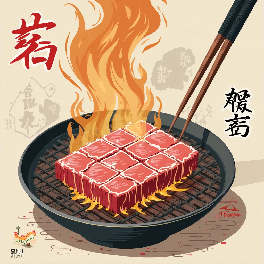 yakiniku illustration logo. written Minami and Sfa1