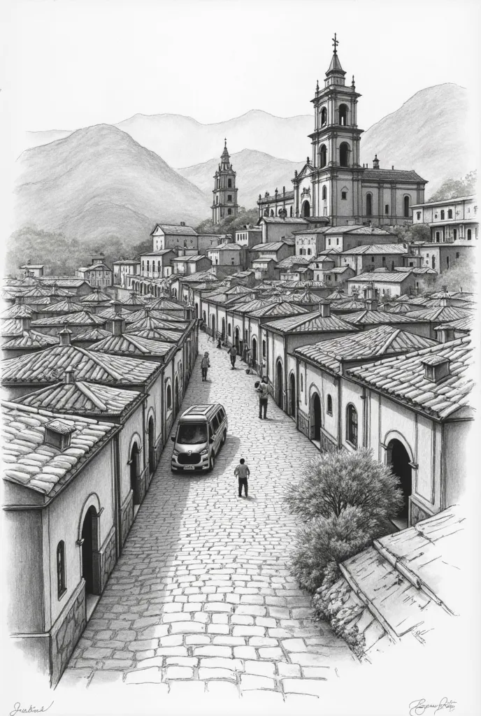 map,  hand drawing , pencil,  city, ouro preto, details, streets, churches 